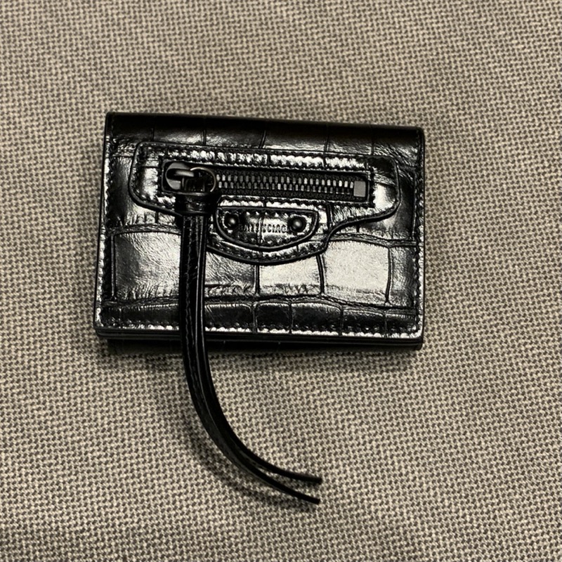 BALENCIAGA バレンシアガ クロコ型押し 3つ折り財布 ブラック - 折り財布