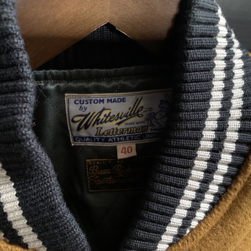 Whitesville (ホワイツビル) PEANUTS 30oz. WOOL MELTON AWARD JACKET (GOLD) WV15444 袖革 スタジャン